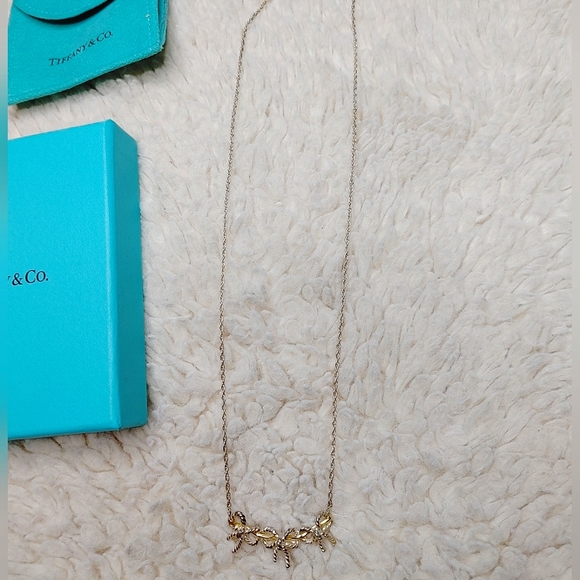 Tiffany & Co. Triple Bows Silver & 18k Gold Necklace - Picture 11 of 14